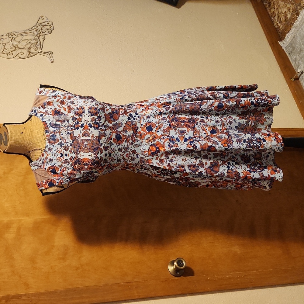ASTR The Label Printed Fit & Flare Mini Dress with mesh size medium